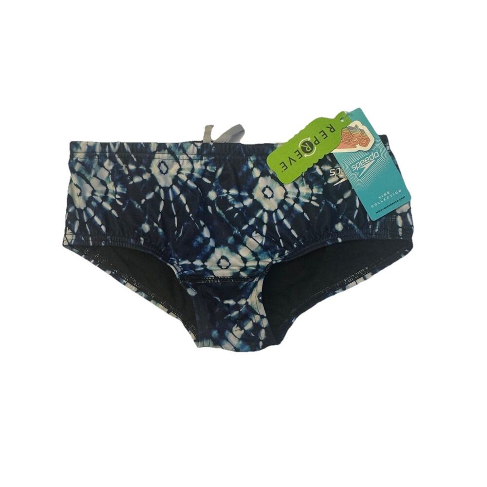 Speedo Eco Endurance Swim Brief Mens 28 Party Palm Blue Print NWT